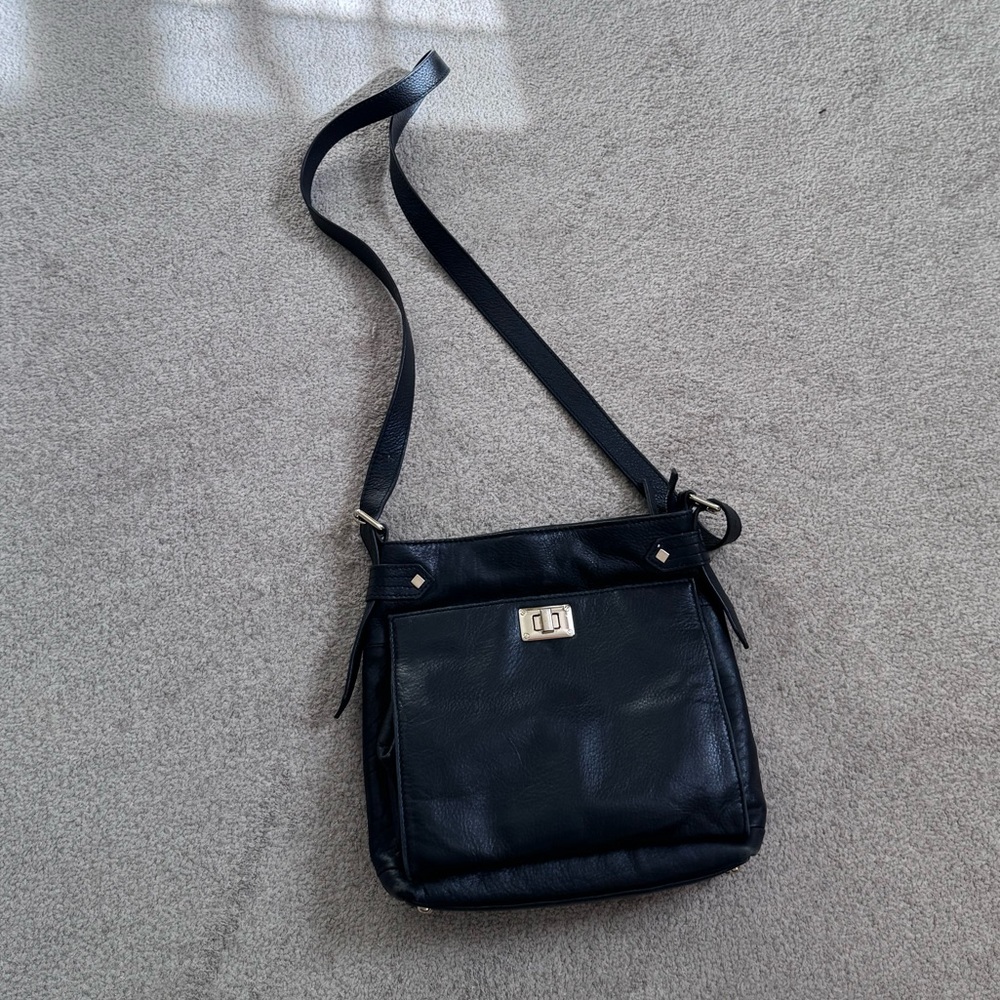 Rachel Roy Genuine Leather Black Crossbody Bag

.